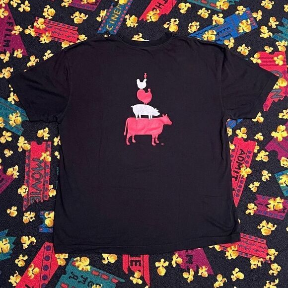 Vintage Animal Kingdom Pyramid Black Graphic Tee Shirt / Size L - Picture 2 of 4